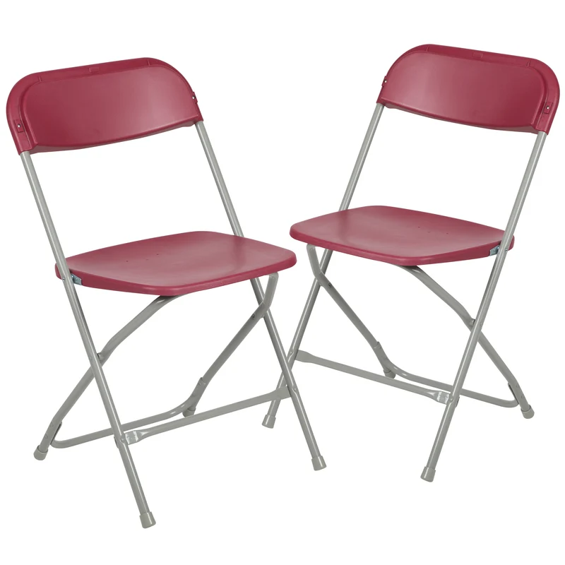Set of 2 Stackable Folding Plastic Chairs - 650 LB Weight Capacity