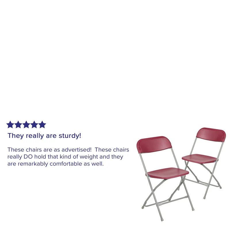Set of 2 Stackable Folding Plastic Chairs - 650 LB Weight Capacity