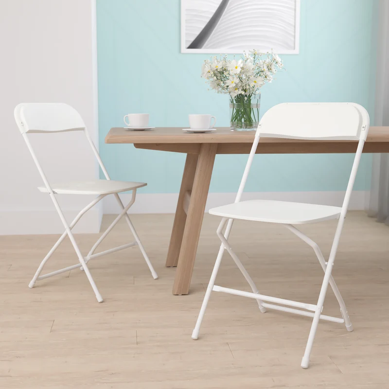 Set of 2 Stackable Folding Plastic Chairs - 650 LB Weight Capacity