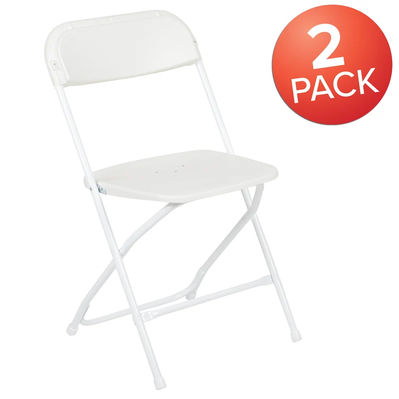 Set of 2 Stackable Folding Plastic Chairs - 650 LB Weight Capacity