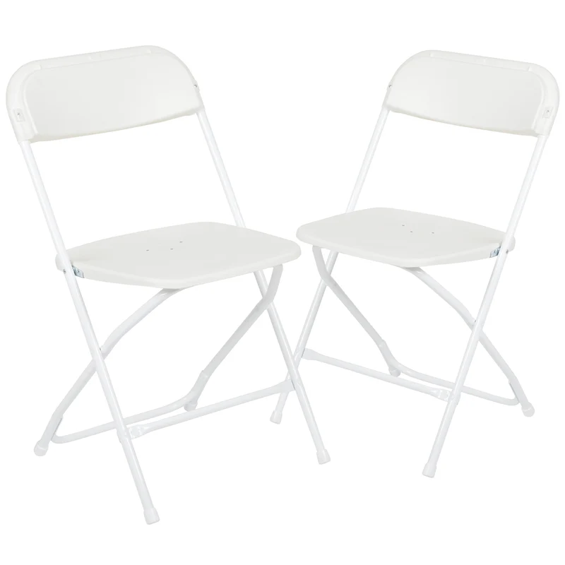 Set of 2 Stackable Folding Plastic Chairs - 650 LB Weight Capacity