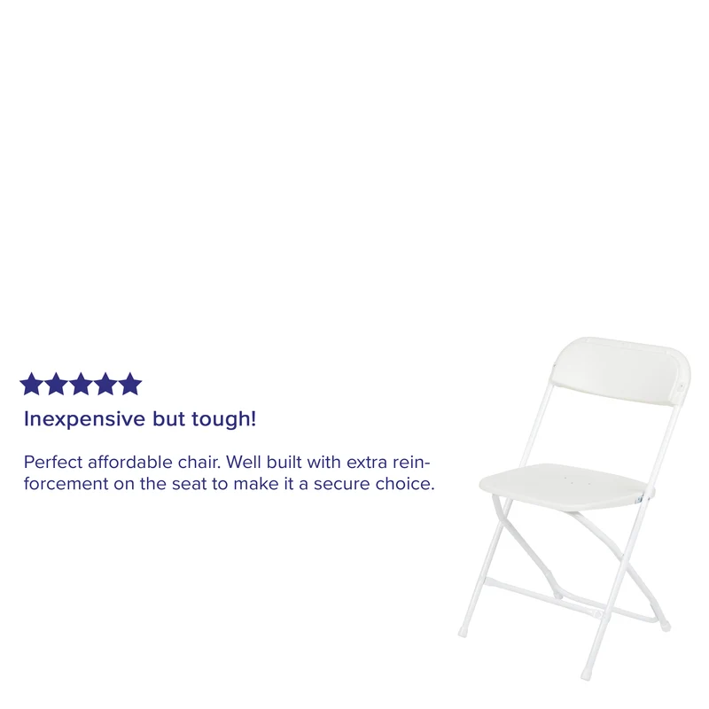 Set of 2 Stackable Folding Plastic Chairs - 650 LB Weight Capacity