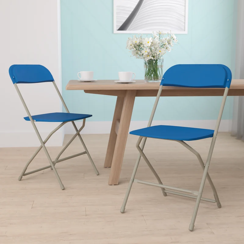 Set of 2 Stackable Folding Plastic Chairs - 650 LB Weight Capacity