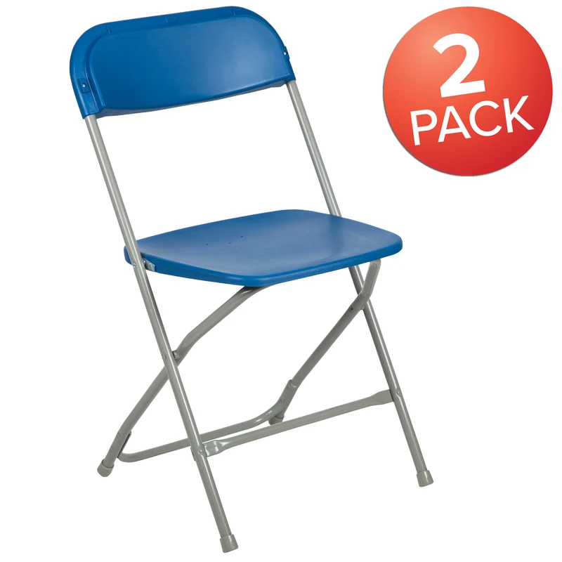 Set of 2 Stackable Folding Plastic Chairs - 650 LB Weight Capacity