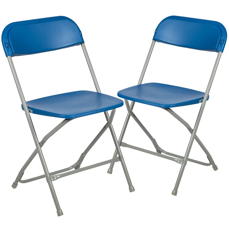 Set of 2 Stackable Folding Plastic Chairs - 650 LB Weight Capacity