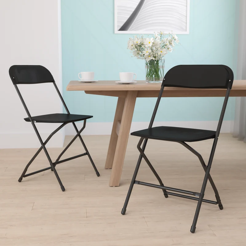 Set of 2 Stackable Folding Plastic Chairs - 650 LB Weight Capacity