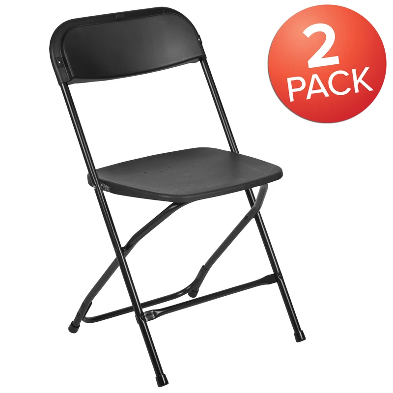 Set of 2 Stackable Folding Plastic Chairs - 650 LB Weight Capacity
