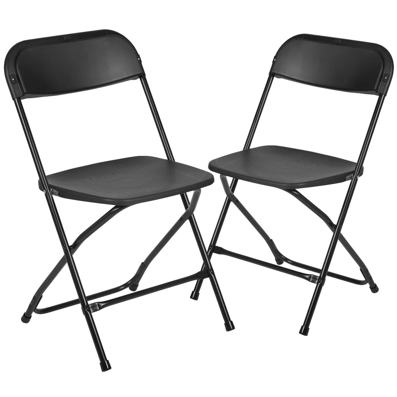 Set of 2 Stackable Folding Plastic Chairs - 650 LB Weight Capacity