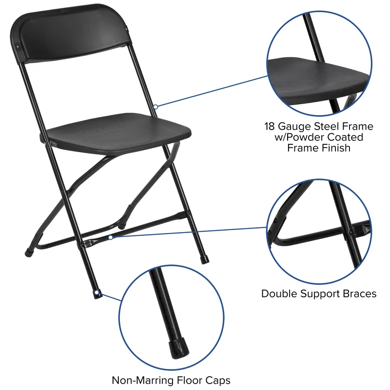 Set of 2 Stackable Folding Plastic Chairs - 650 LB Weight Capacity