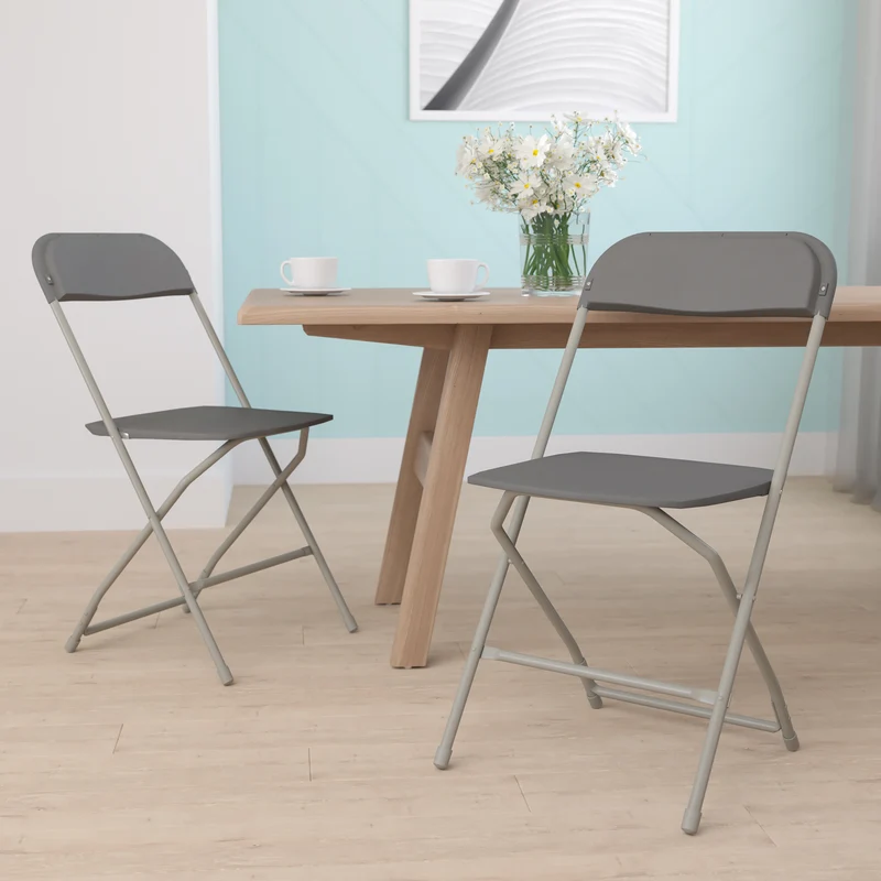 Set of 2 Stackable Folding Plastic Chairs - 650 LB Weight Capacity