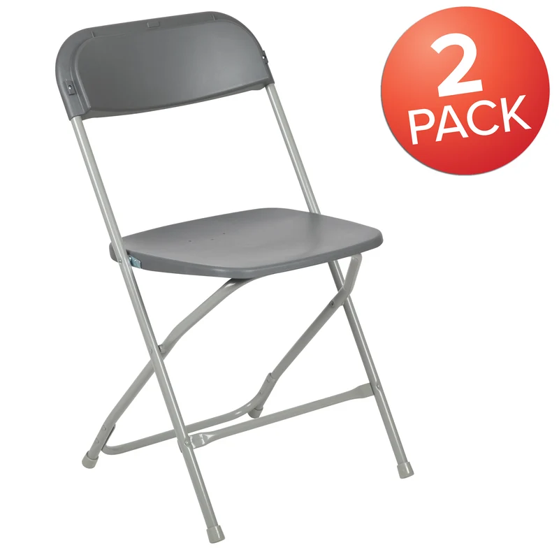 Set of 2 Stackable Folding Plastic Chairs - 650 LB Weight Capacity