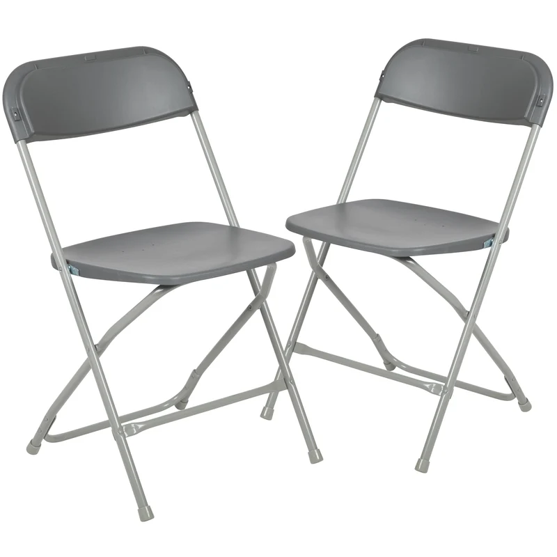Set of 2 Stackable Folding Plastic Chairs - 650 LB Weight Capacity