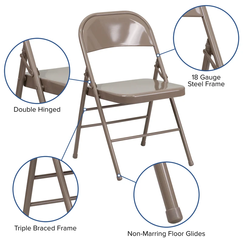 2 Pack Home & Office Portable Party Events Steel Metal Folding Chair