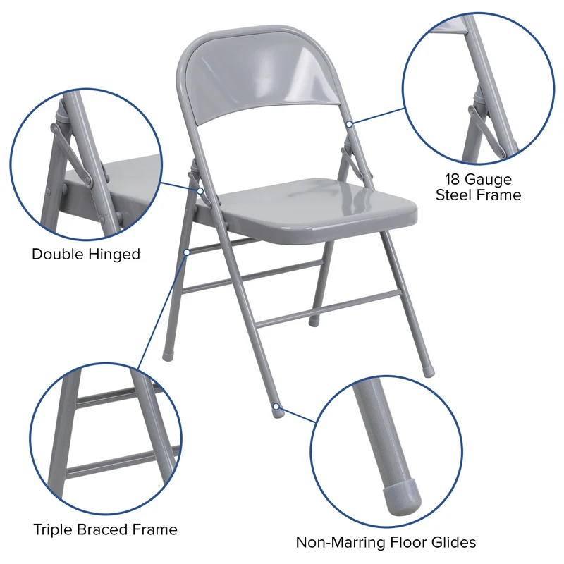 2 Pack Home & Office Portable Party Events Steel Metal Folding Chair