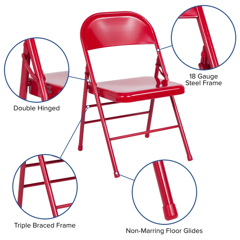 2 Pack Home & Office Portable Party Events Steel Metal Folding Chair