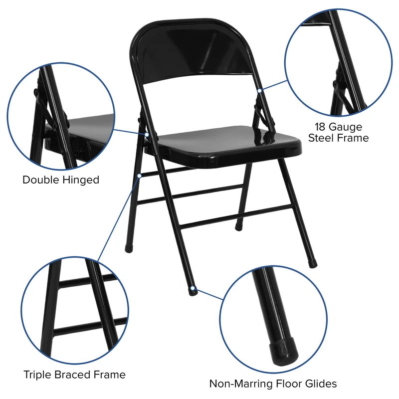 2 Pack Home & Office Portable Party Events Steel Metal Folding Chair