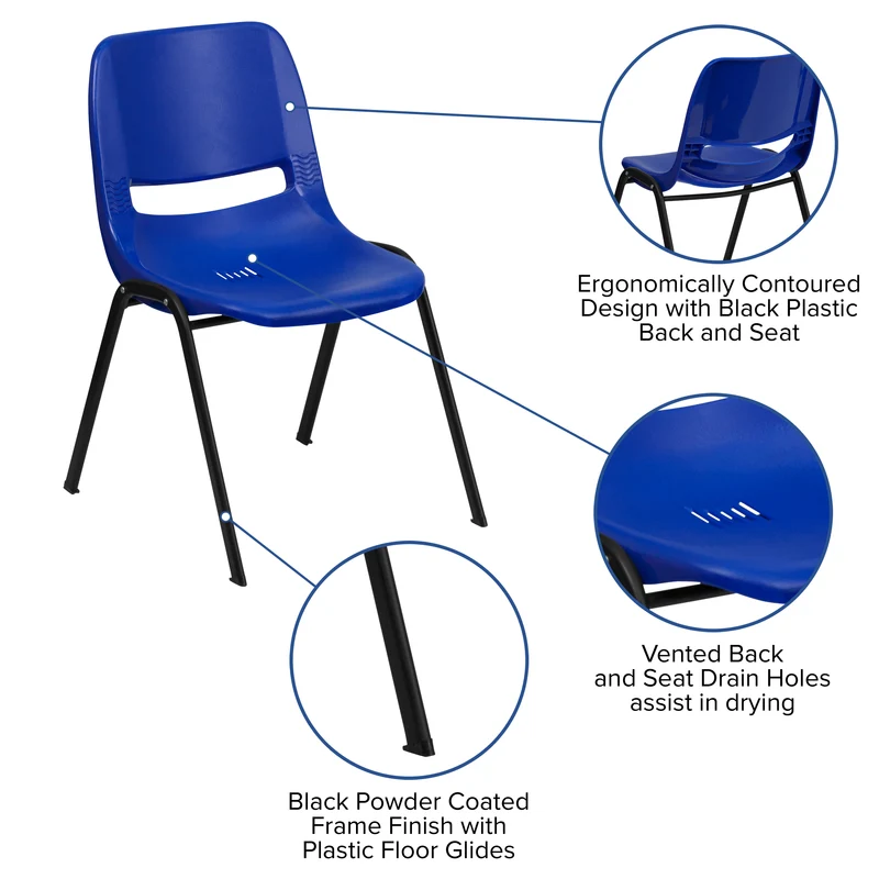 Ergonomic Kid's Shell Stack Chair - 14" Seat Daycare Home School