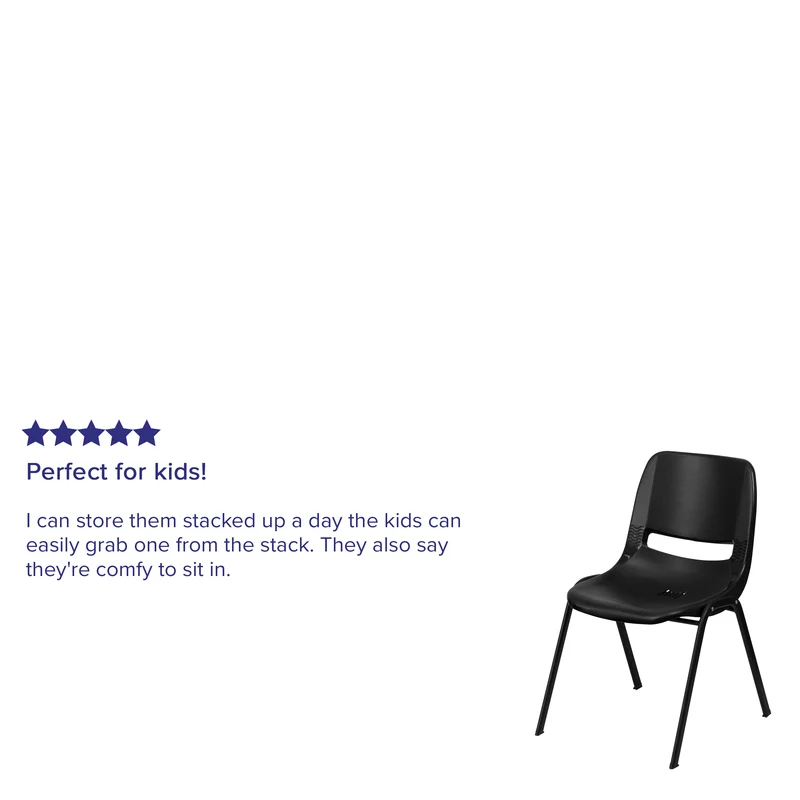 Ergonomic Kid's Shell Stack Chair - 14" Seat Daycare Home School