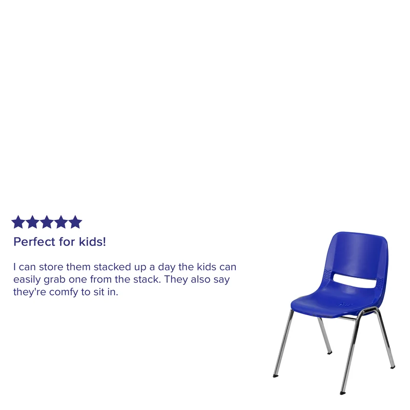 Ergonomic Kid's Shell Stack Chair - 14" Seat Daycare Home School
