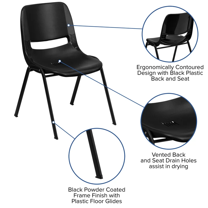 Ergonomic Shell Stack Chair - 16" Seat Daycare Home School