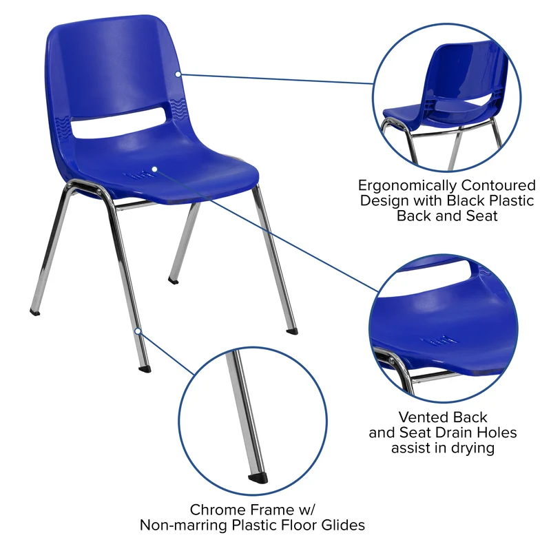 Ergonomic Shell Stack Chair - 16" Seat Daycare Home School