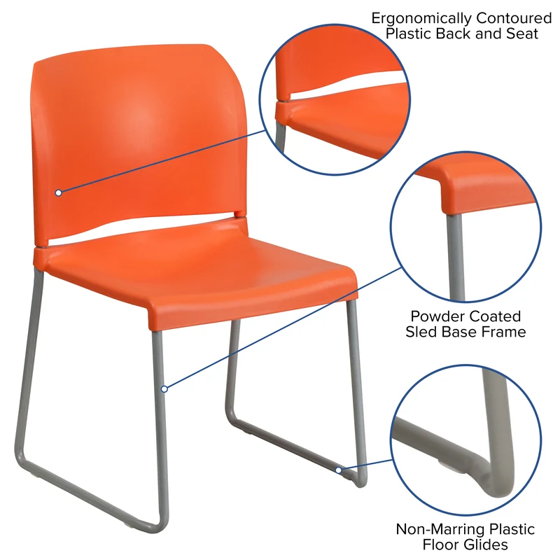 Home and Office Guest Chair Full Back Contoured Sled Base Stack Chair