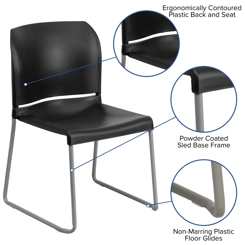 Home and Office Guest Chair Full Back Contoured Sled Base Stack Chair
