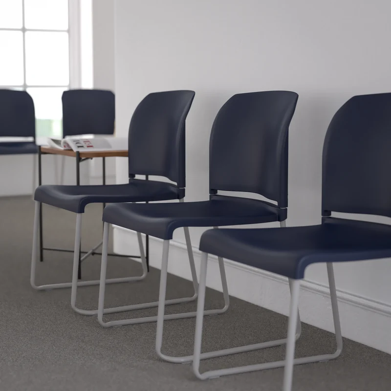 Home and Office Guest Chair Full Back Contoured Sled Base Stack Chair