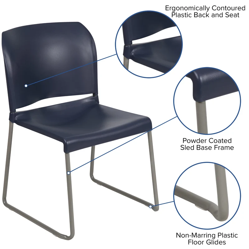 Home and Office Guest Chair Full Back Contoured Sled Base Stack Chair