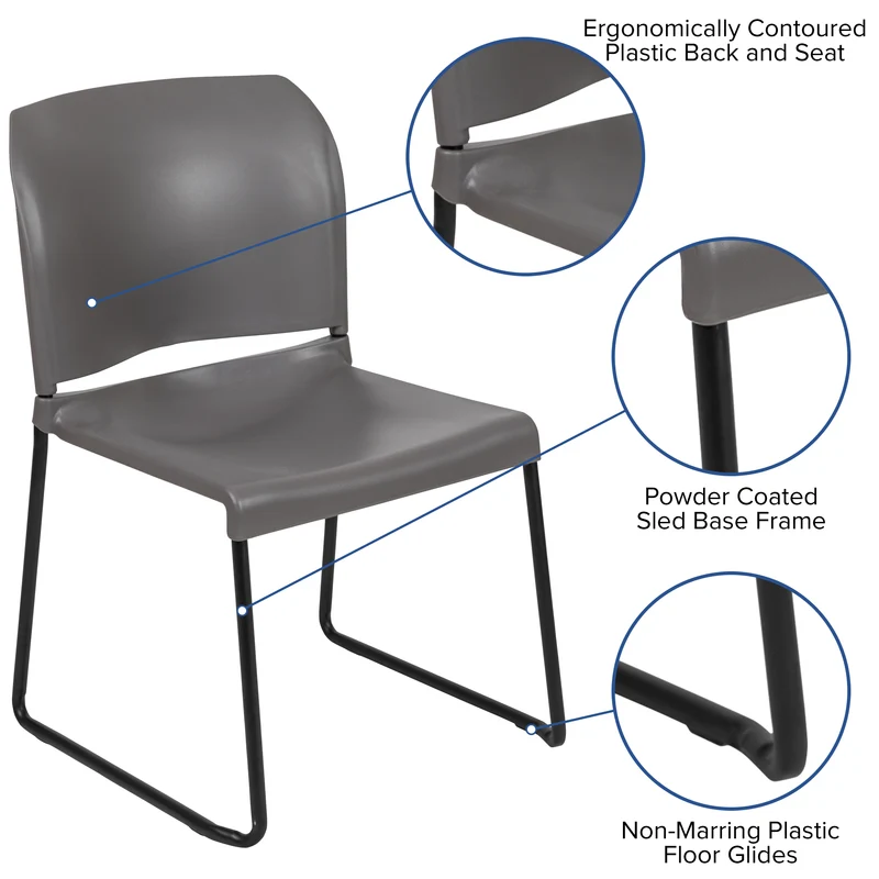 Home and Office Guest Chair Full Back Contoured Sled Base Stack Chair