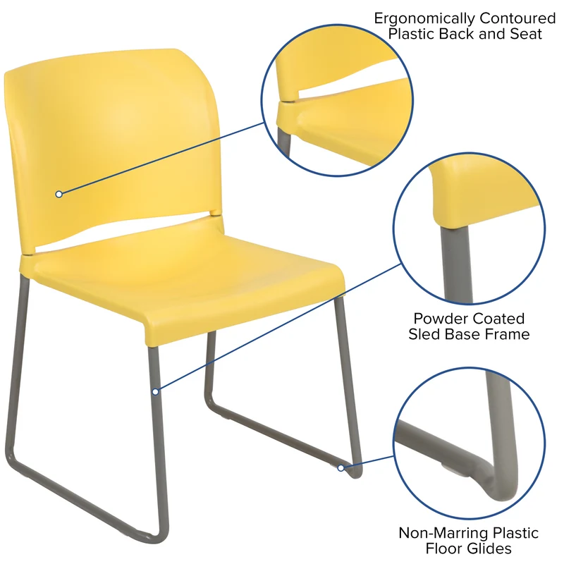 Home and Office Guest Chair Full Back Contoured Sled Base Stack Chair