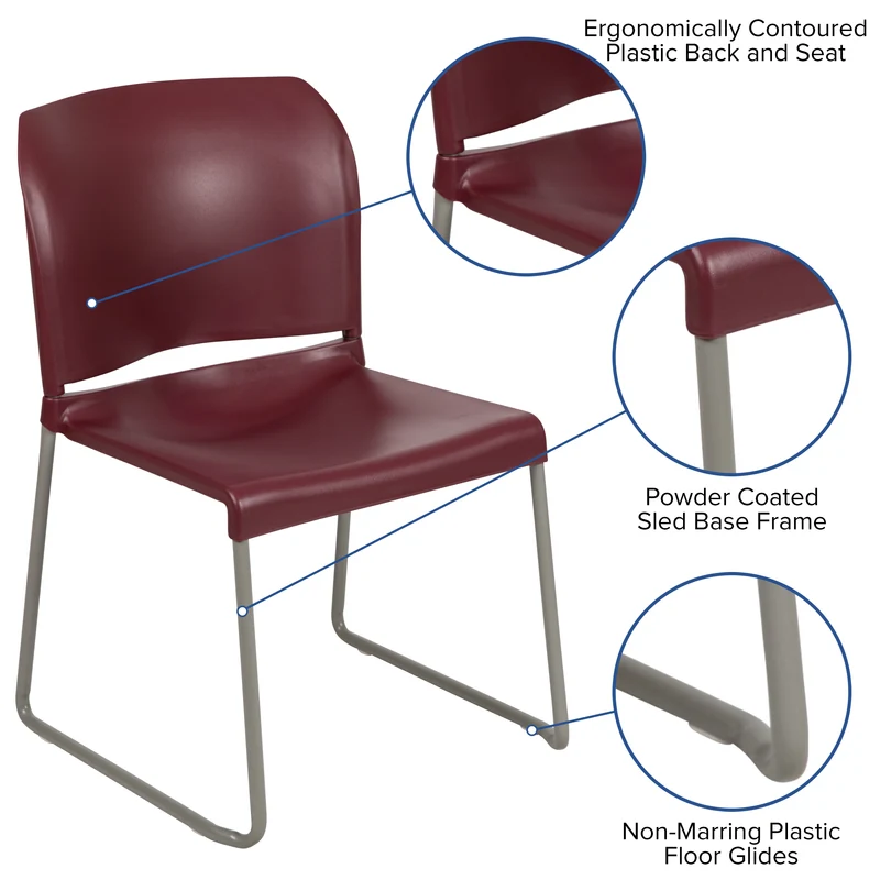 Home and Office Guest Chair Full Back Contoured Sled Base Stack Chair