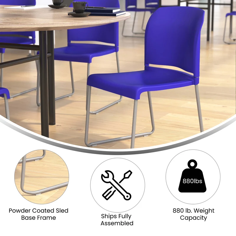 Home and Office Guest Chair Full Back Contoured Sled Base Stack Chair