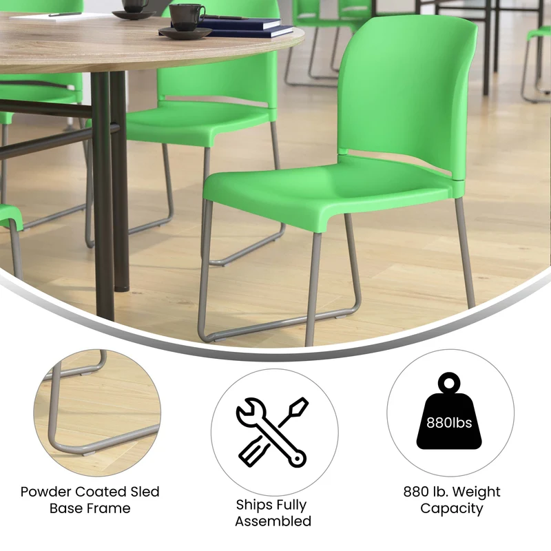 Home and Office Guest Chair Full Back Contoured Sled Base Stack Chair