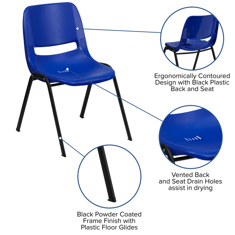 Ergonomic Shell Student Stack Chair - Classroom Chair / Office Guest Chair