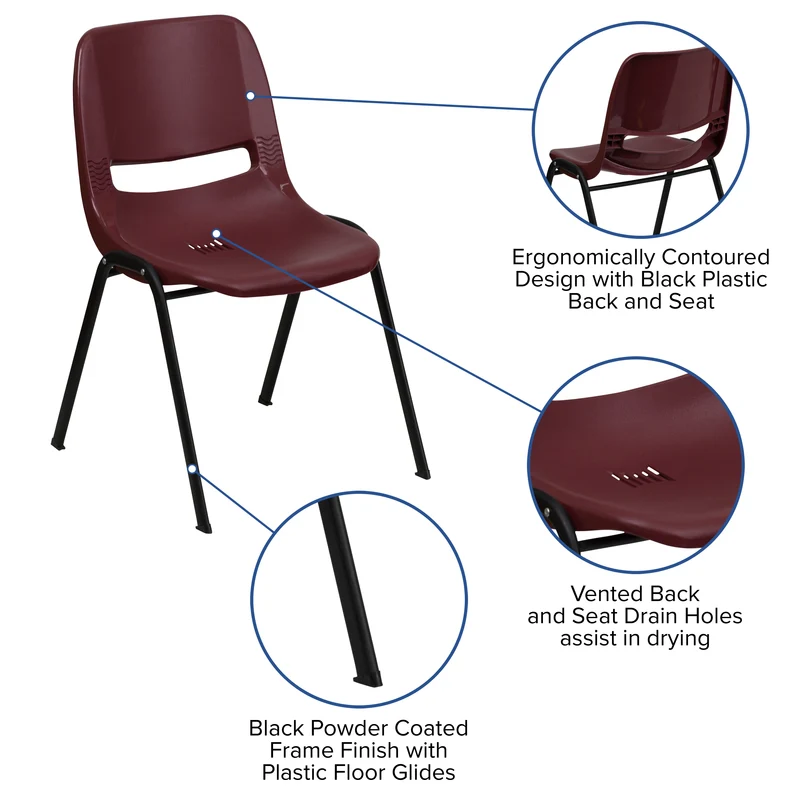 Ergonomic Shell Student Stack Chair - Classroom Chair / Office Guest Chair