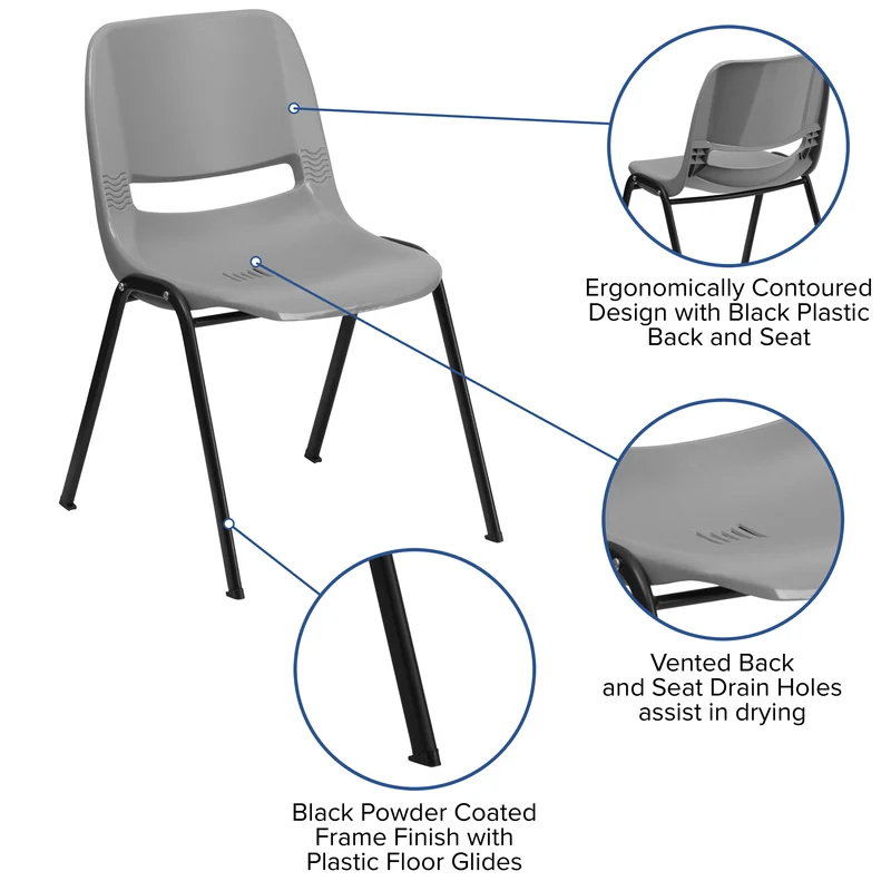 Ergonomic Shell Student Stack Chair - Classroom Chair / Office Guest Chair