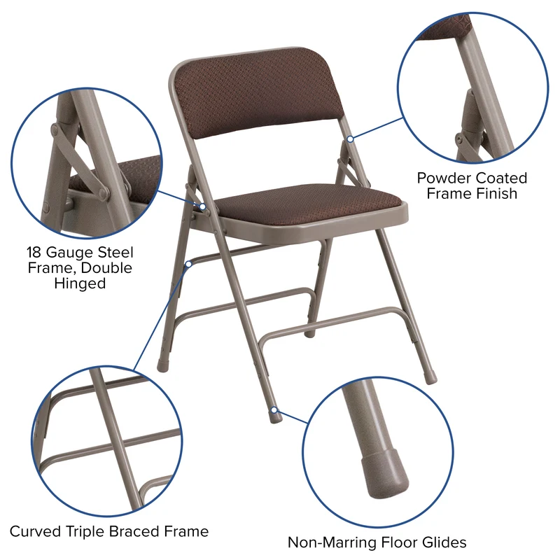 2 Pack Home & Office Party Events Fabric Padded Metal Folding Chair