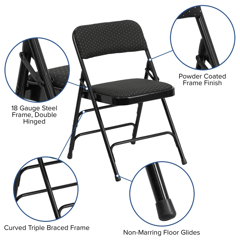 2 Pack Home & Office Party Events Fabric Padded Metal Folding Chair
