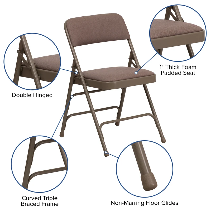 2 Pack Home & Office Portable Party Events Padded Metal Folding Chair
