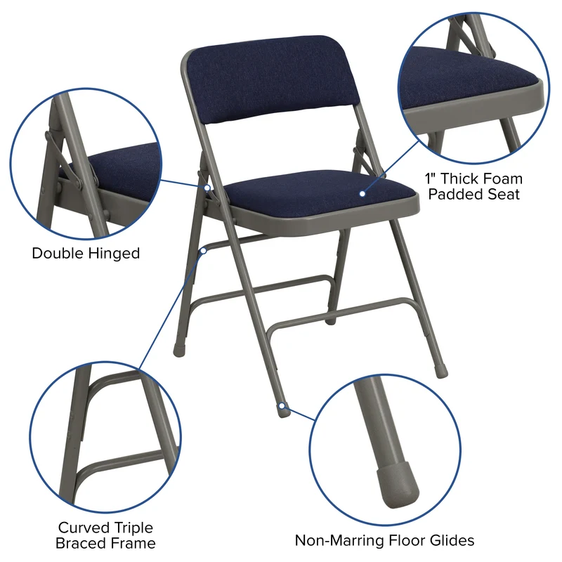 2 Pack Home & Office Portable Party Events Padded Metal Folding Chair