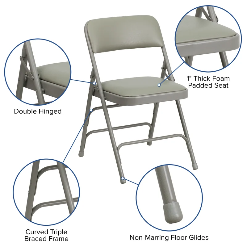 2 Pack Home & Office Portable Party Events Padded Metal Folding Chair