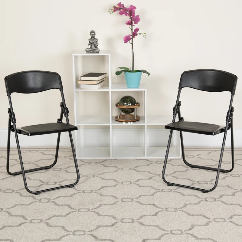 2 Pack Commercial Event Plastic Folding Chair with Ganging Brackets