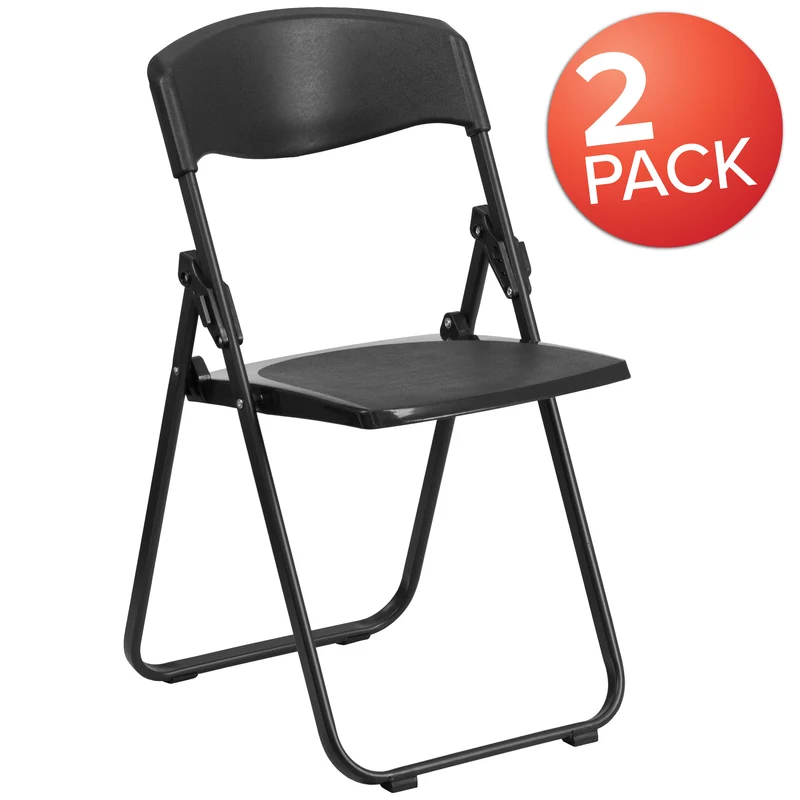 2 Pack Commercial Event Plastic Folding Chair with Ganging Brackets