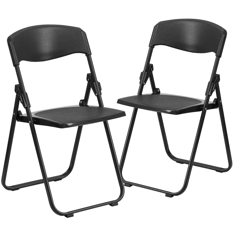 2 Pack Commercial Event Plastic Folding Chair with Ganging Brackets