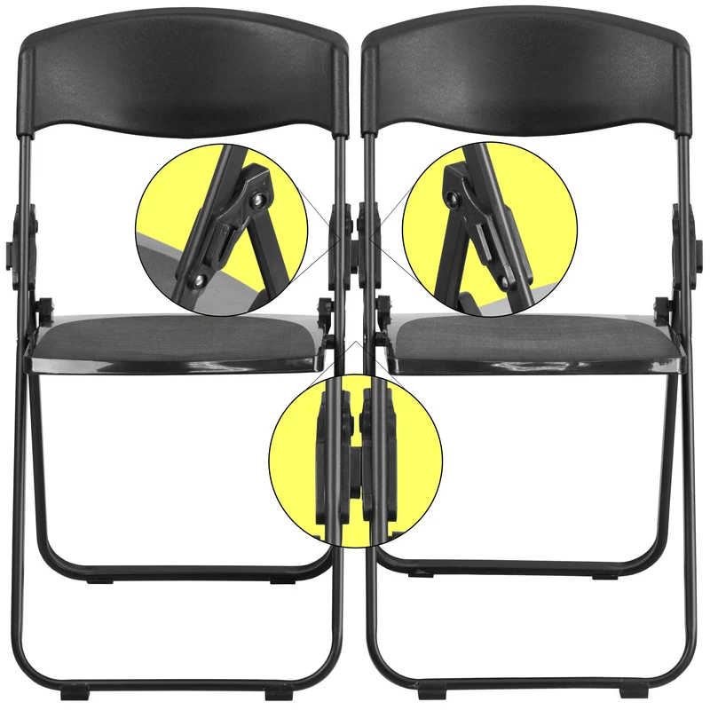 2 Pack Commercial Event Plastic Folding Chair with Ganging Brackets
