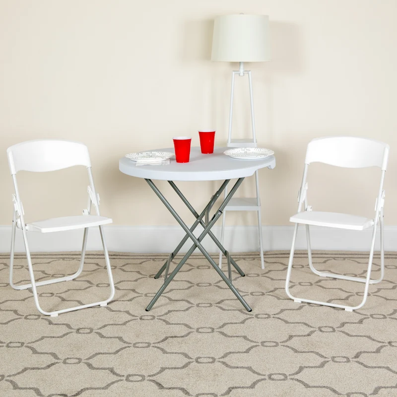 2 Pack Commercial Event Plastic Folding Chair with Ganging Brackets
