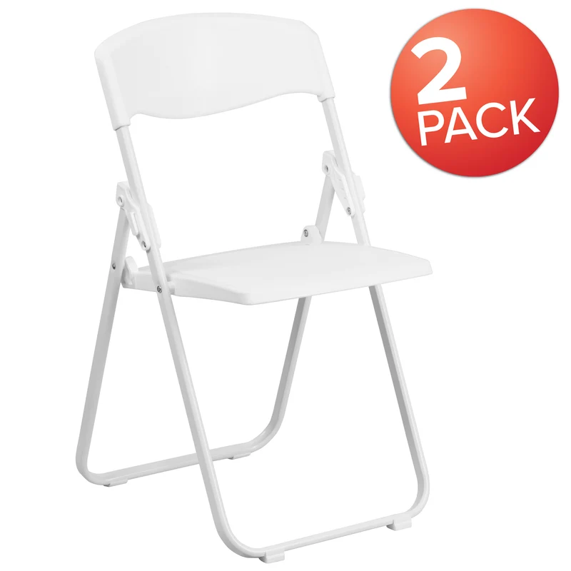 2 Pack Commercial Event Plastic Folding Chair with Ganging Brackets