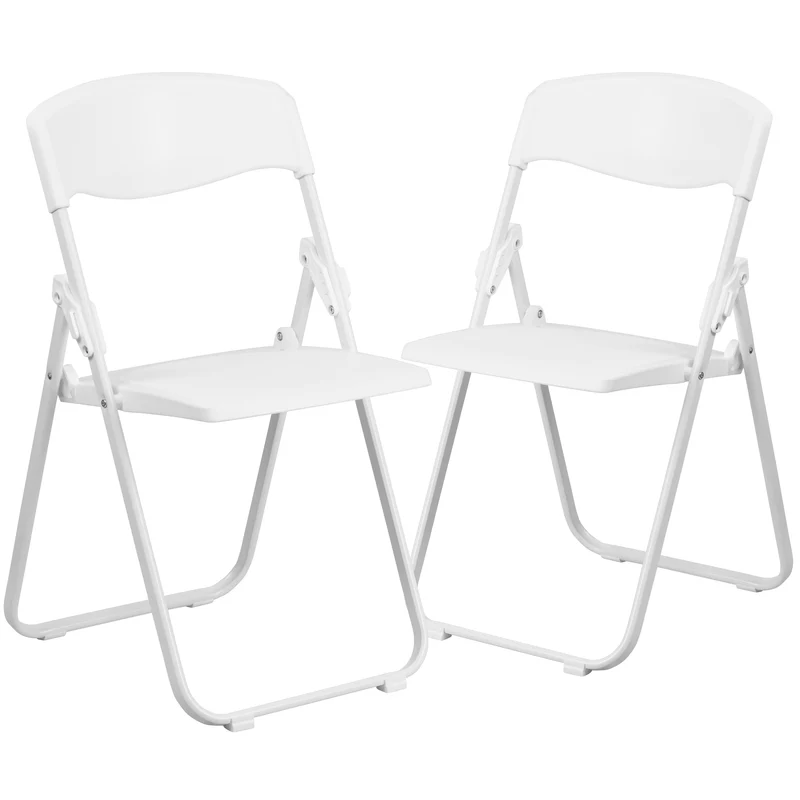 2 Pack Commercial Event Plastic Folding Chair with Ganging Brackets