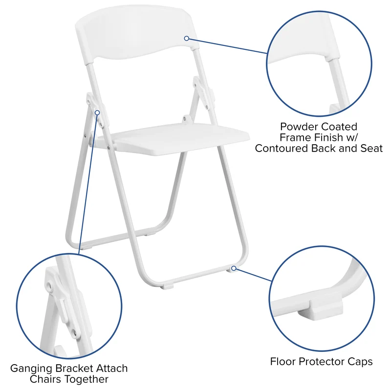 2 Pack Commercial Event Plastic Folding Chair with Ganging Brackets